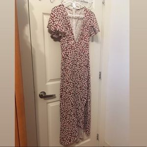 Low cut, floral dress.